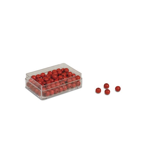 Запасные бусины красные в пластиковой коробке, 100 шт.