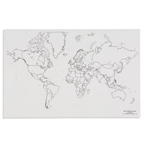 Контурная карта мира с озёрами