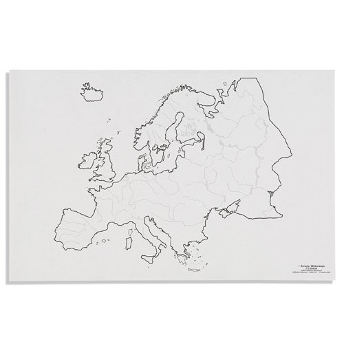 Контурная карта Европы: реки