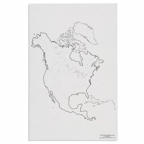 Контурная карта Северной Америки: реки