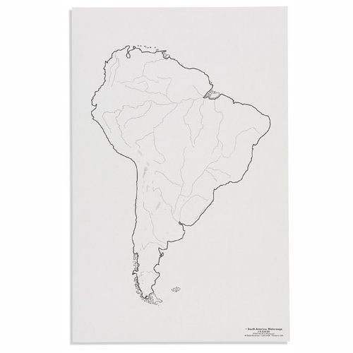 Контурная карта Южной Америки: реки