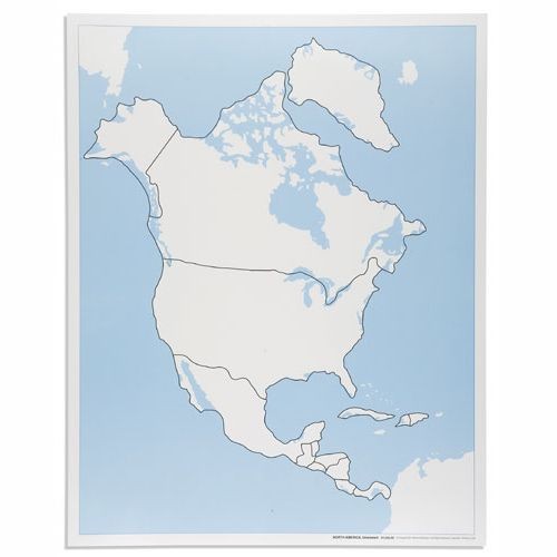 Контрольная контурная карта Северной Америки, неподписанная