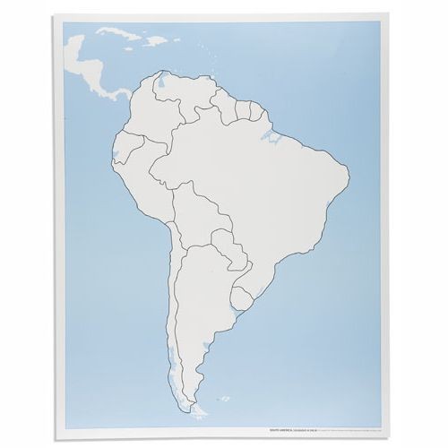 Контрольная контурная карта Южной Америки, неподписанная