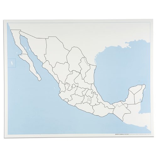 Контрольная контурная карта Мексики, неподписанная