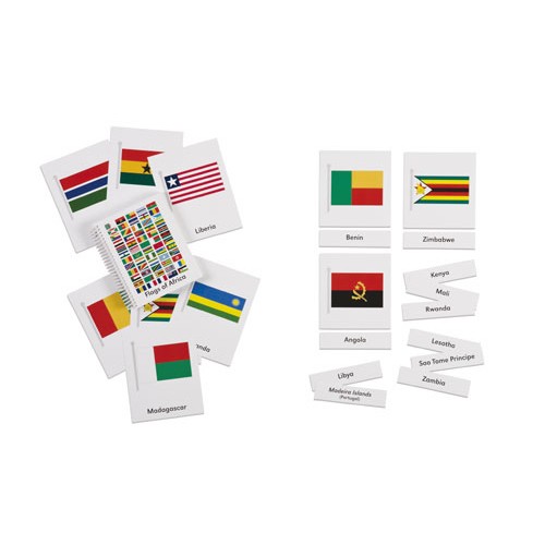 Карточки к флагам стран Африки с названиями стран