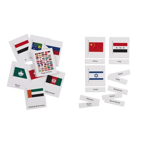 Карточки к флагам стран Азии с названиями стран