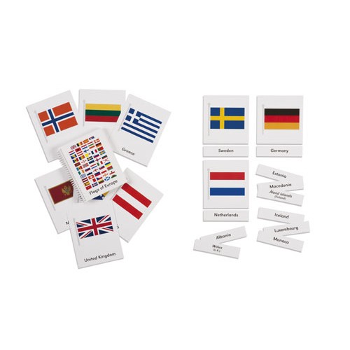 Карточки к флагам стран Европы с названиями стран